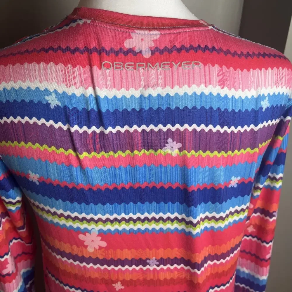 Obermeyer Youth Large Pullover Base Layer Striped Wicking Ski Shirt Comfort Vaca